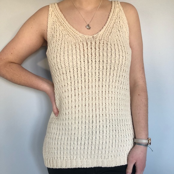 Anthropologie Tops - Anthropology brand sweater vest cream tank knit